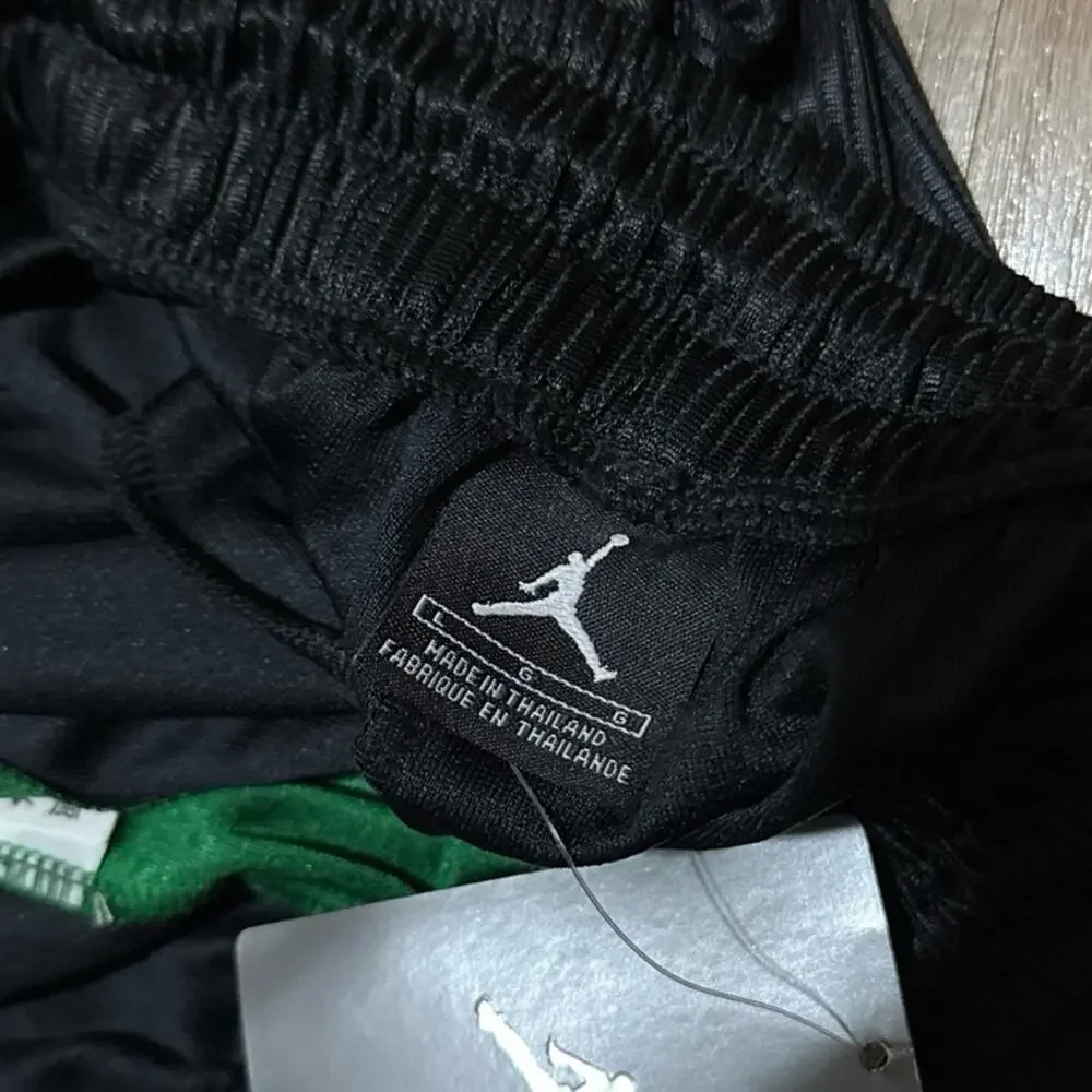 2009 Air Jordan Green Black Mesh Silky Dazzle Baggy Vintage Shiny Y2K Shorts
